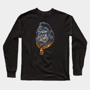 Funny Retro Rich Gorilla Head Long Sleeve T-Shirt